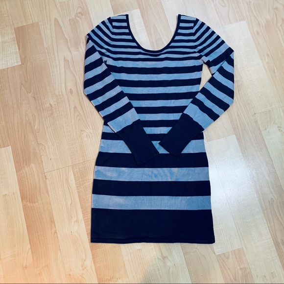 Grey Stripe Sweater Mini Dress - Picture 7 of 8